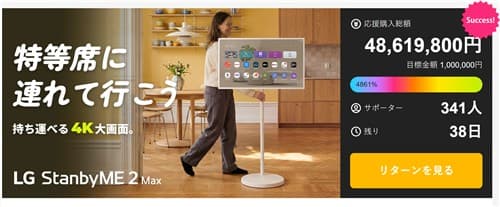 LG 스탠바이미2 맥스, 일본 사전판매 목표 48배 달성