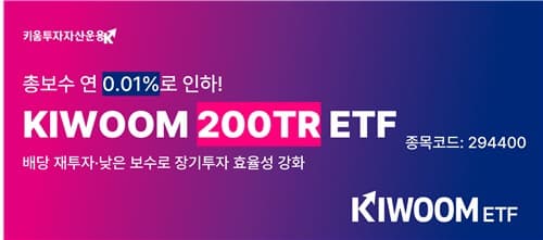 키움운용, KIWOOM 200TR ETF 보수 연 0.010%로 인하